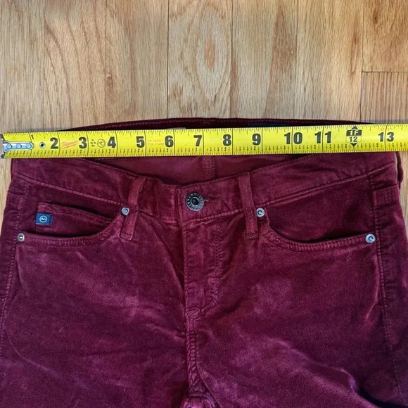 AG Adriano Goldschmied The Legging Super Skinny Burgundy Velvet Jeans size 25R - Picture 5 of 8